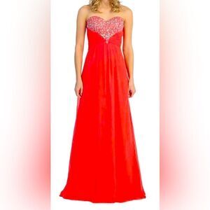 Eureka fashion sweetheart strapless bright coral gown size XS